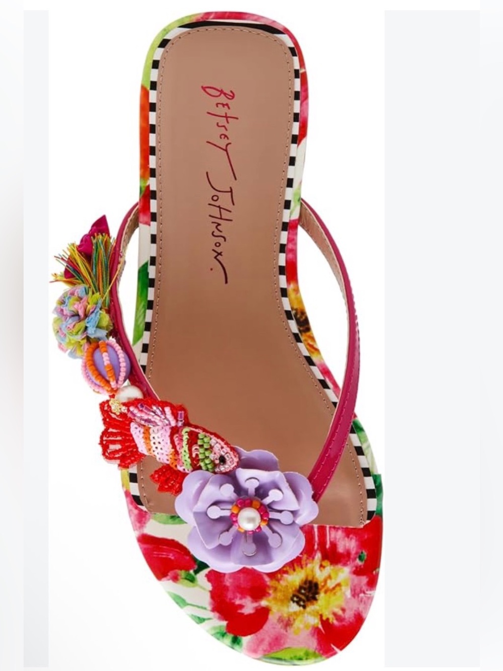 Betsey Johnson Doloris Floral Multicolor fish Sandals US 6, new in box
